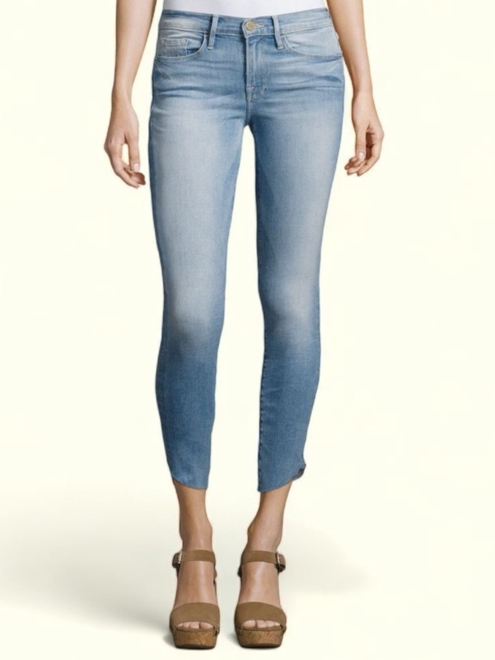 FRAME Le Skinny De Jeanne Cropped Jeans with Tulip Hem, Easton 26